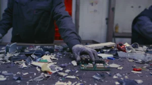 professional movers packing computer and TV using anti-static materials