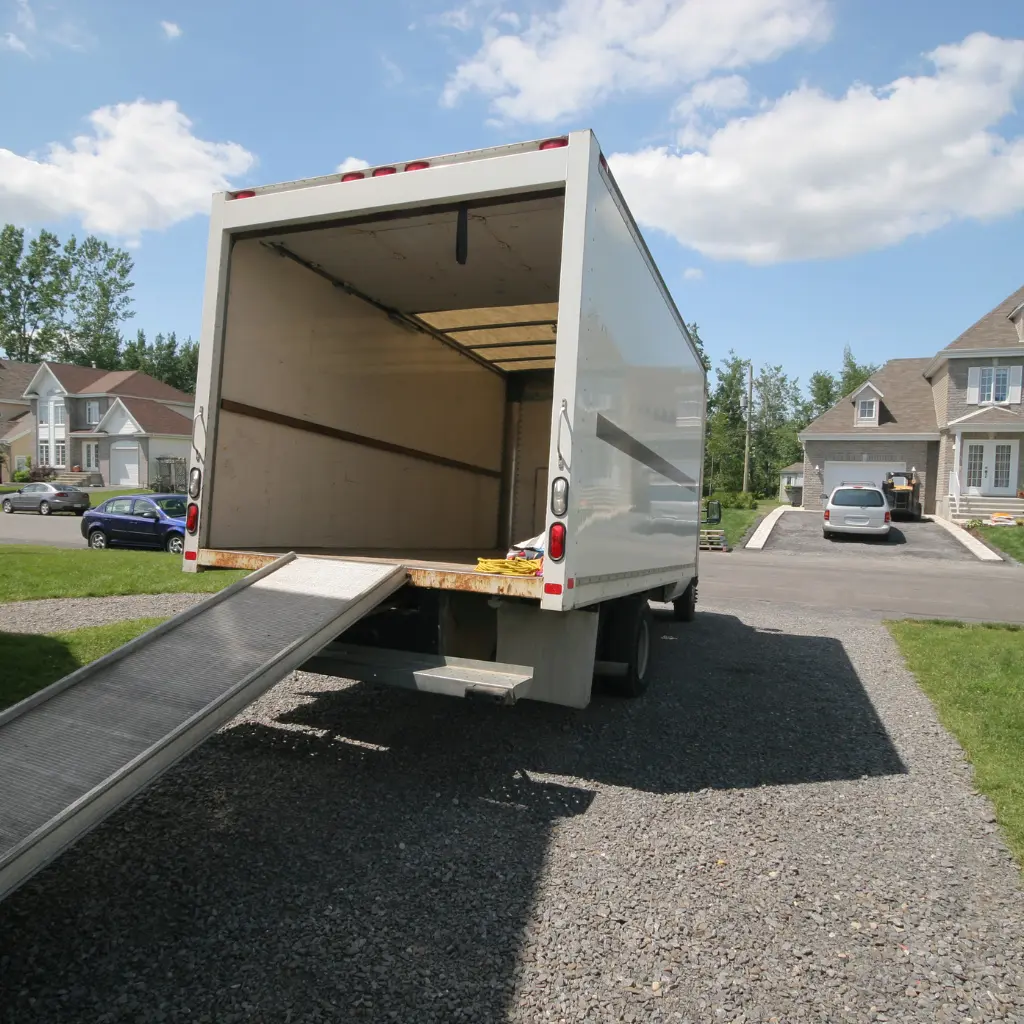 moving truck traveling on an Alberta highway during a long distance move