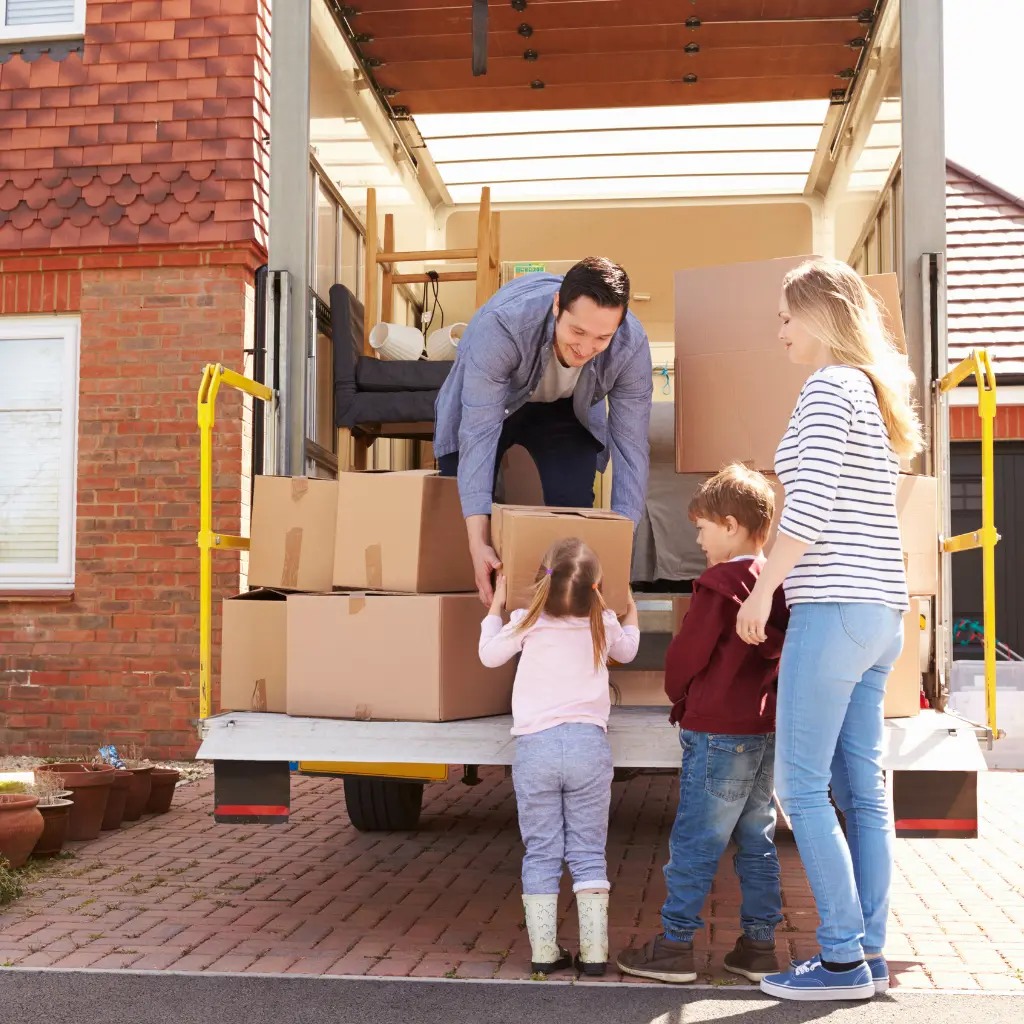 residential moving team loading furniture in an Edmonton home